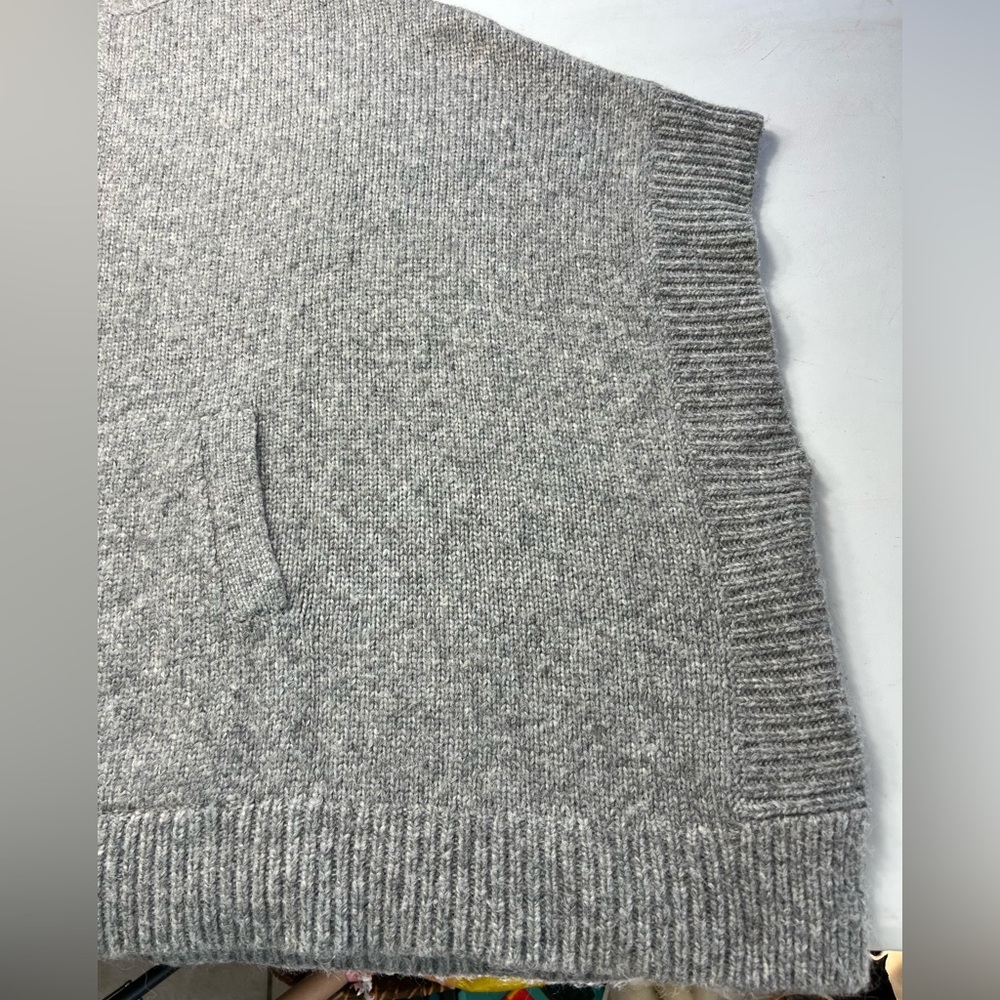 J. Crew Poncho Sweater M/L Wool Alpaca Blend Turtleneck Pullover Pockets Gray - Picture 8 of 14
